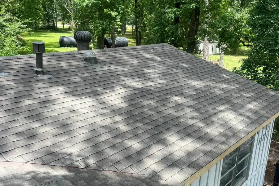 New architectural shingle roof seen from above