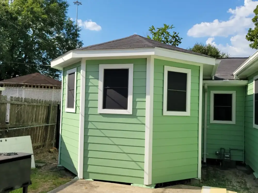 Replacement lap siding on a Houston house